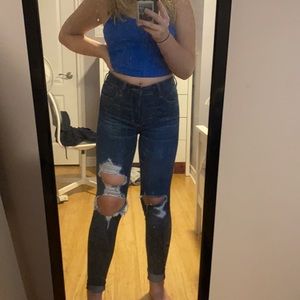 AE dark wash skinny jeans